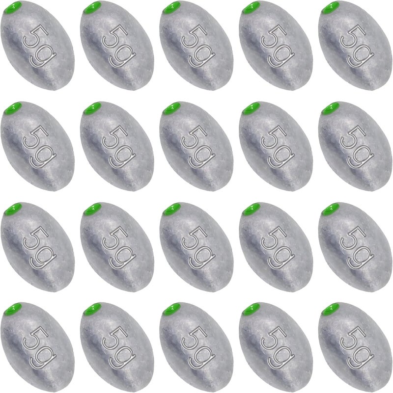 TKHDBF Egg Sinkers Bullet Fishing Weights Oval Shaped with Plastic Core Slip Sinkers for Catfish Fishing Casting Saltwater and Freshwater 1/5oz to 2oz - Image 1